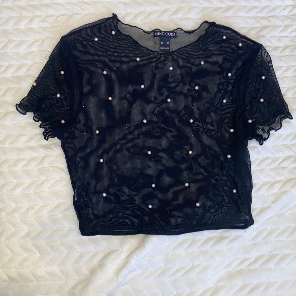 black sheer too with pearls